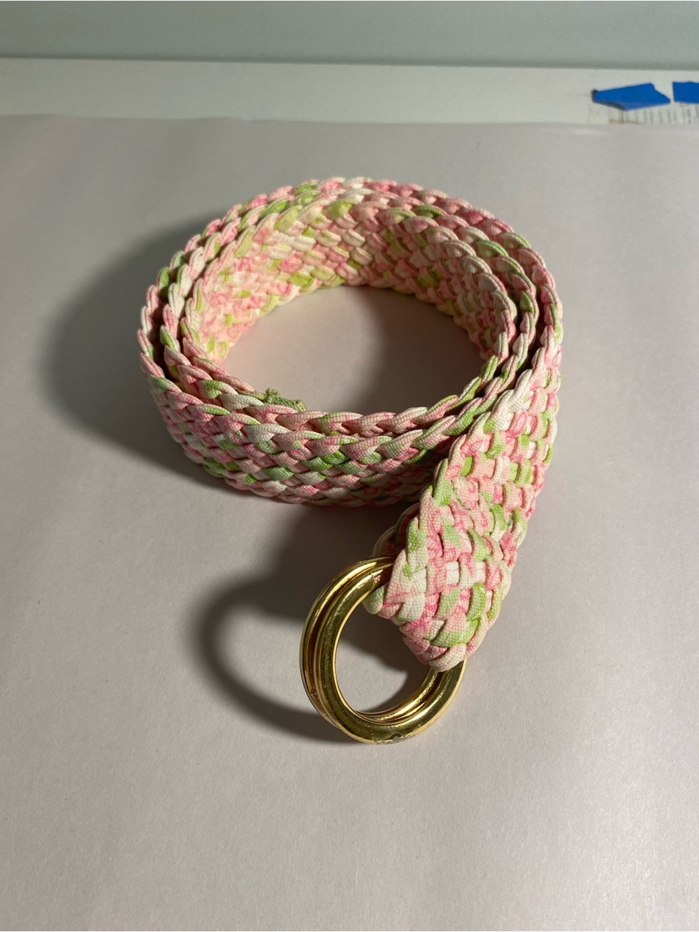 Lilly Pulitzer Braided Pink and Green Belt with Gold Rings